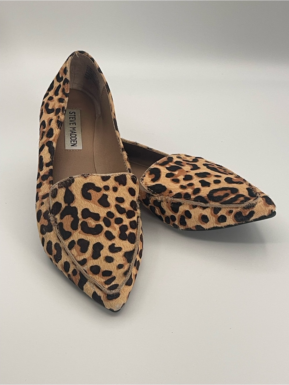 Steve Madden Leopard Print Pointed Toe Flats - Tan/Black